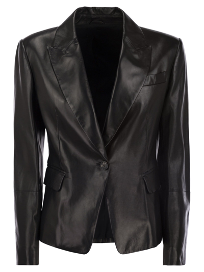 Shop Brunello Cucinelli Nappa Leather Jacket With Jewellery