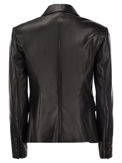 Shop Brunello Cucinelli Nappa Leather Jacket With Jewellery