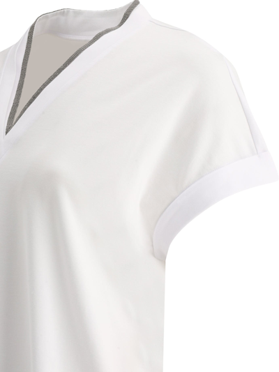 Shop Brunello Cucinelli Precious Neckline Ribbed T Shirt