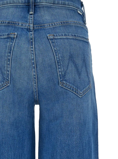 Shop Mother 'the Undercover' Light Blue Wide Jeans With Branded Button In Cotton Denim Man