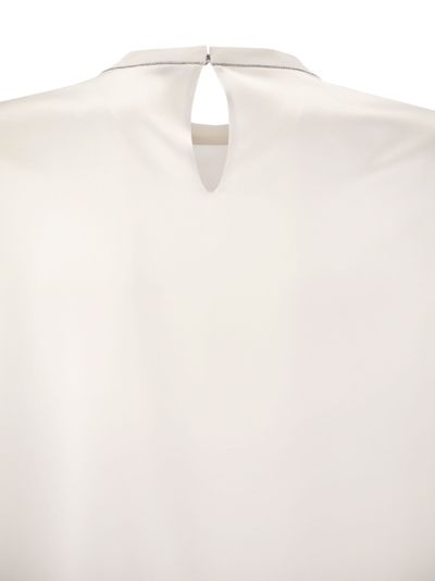 Shop Brunello Cucinelli Silk T Shirt With Monili Details