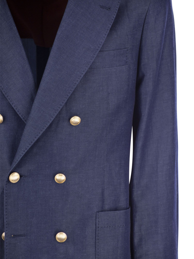 Shop Brunello Cucinelli Single Breasted Jacket In Wool And Linen Twill