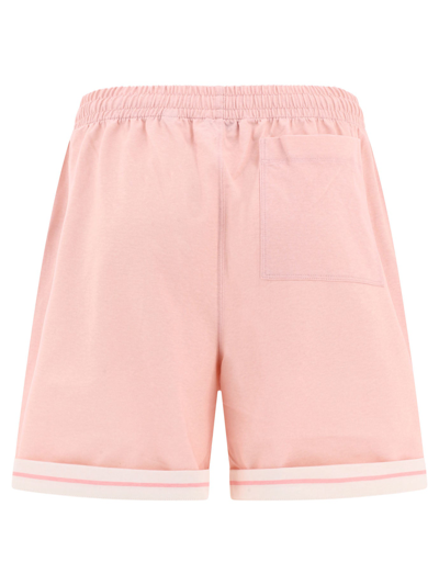 Burberry Elastic Waistband Cotton Shorts With Contrast Trim In Pink