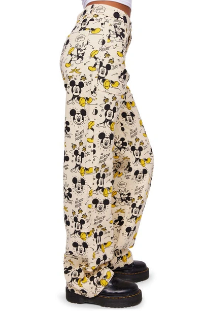 Samii Ryan X Disney Banana Split Mickey Wide Leg Cotton Canvas Carpenter Pants In White