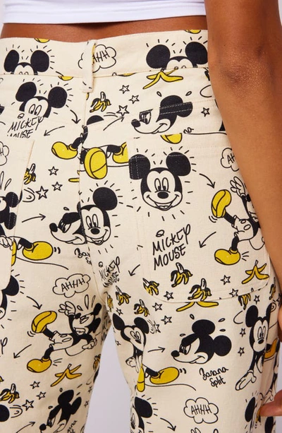 Samii Ryan X Disney Banana Split Mickey Wide Leg Cotton Canvas Carpenter Pants In White