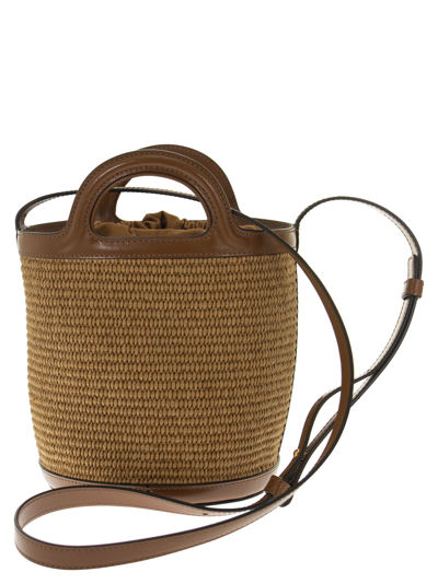 Shop Marni Tropicalia Raffia And Calfskin Bucket Bag