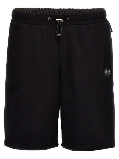 Shop Philipp Plein Logo Plaque Bermuda Shorts Pants In Black