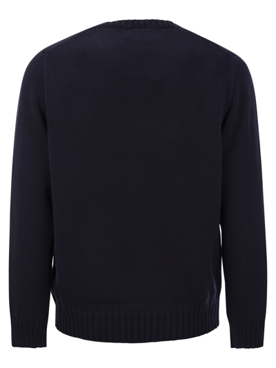 Polo Ralph Lauren Long Sleeve Crew Neck Polo Jumper In Hunter Navy Multi