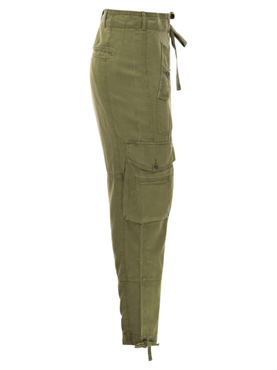 Polo Ralph Lauren Green Cargo Tapered Pants With Drawstring In Lyocell Blend Woman