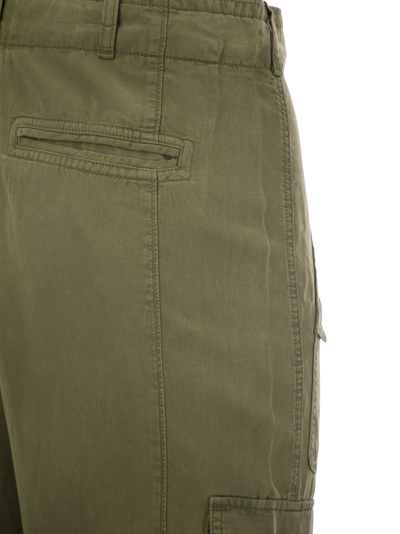 Polo Ralph Lauren Green Cargo Tapered Pants With Drawstring In Lyocell Blend Woman