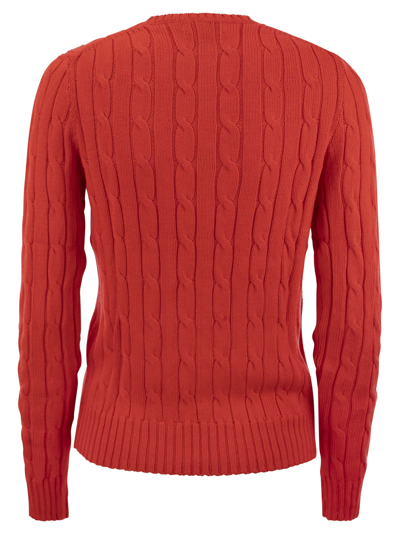 Polo Ralph Lauren Slim-fit Cable Knit Sweater In Red