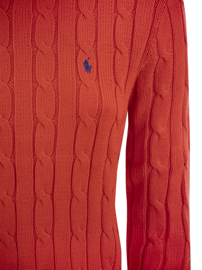 Polo Ralph Lauren Slim-fit Cable Knit Sweater In Red