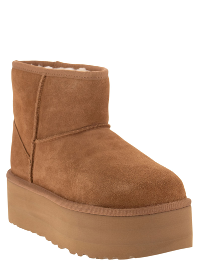 Ugg 'classic Mini Platform' Beige Ankle Boots With Platform