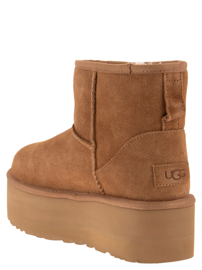 Ugg 'classic Mini Platform' Beige Ankle Boots With Platform