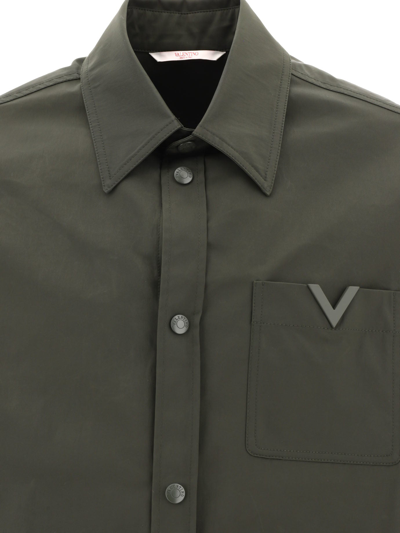 Shop Valentino Nylon Overshirt With Rubberised V Detail