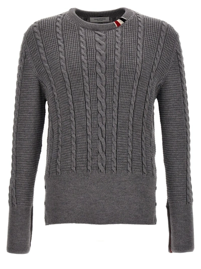 Shop Thom Browne Cable Sweater, Cardigans Gray