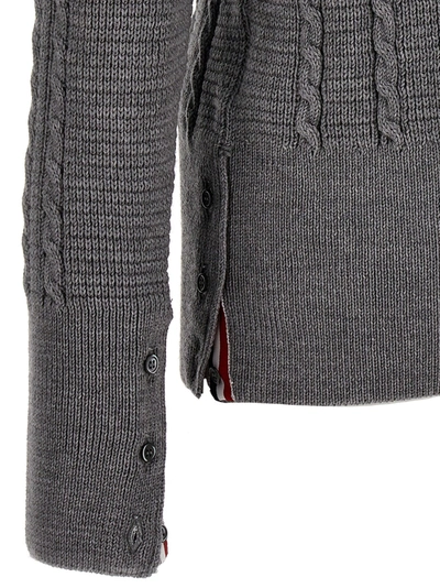 Shop Thom Browne Cable Sweater, Cardigans Gray