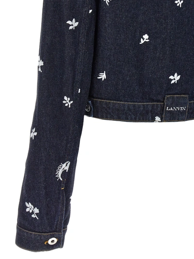 Shop Lanvin Floral Embroidery Jacket Casual Jackets, Parka Blue