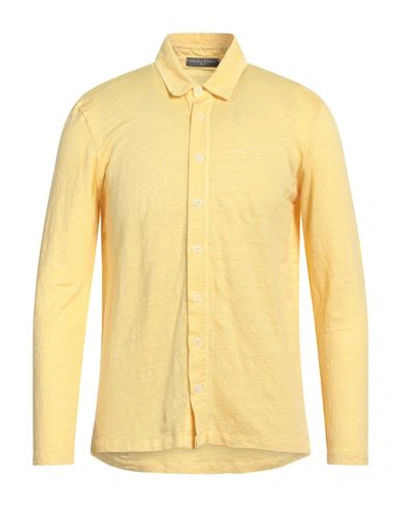 Shop Daniele Fiesoli Man Shirt Yellow Size Xl Linen, Elastane