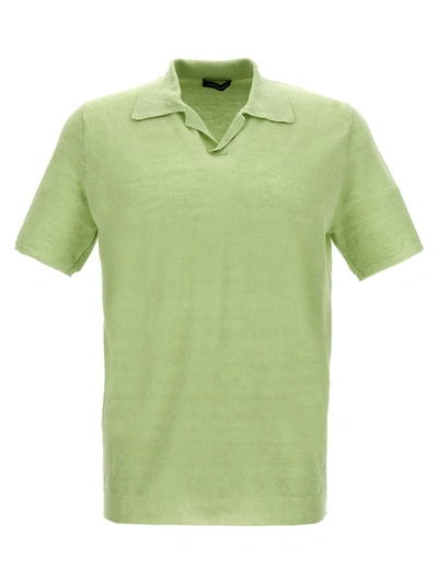 Shop Roberto Collina Linen Piquet  Shirt Polo Green
