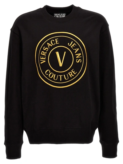 Shop Versace Jeans Couture Logo Embroidery Sweatshirt Black