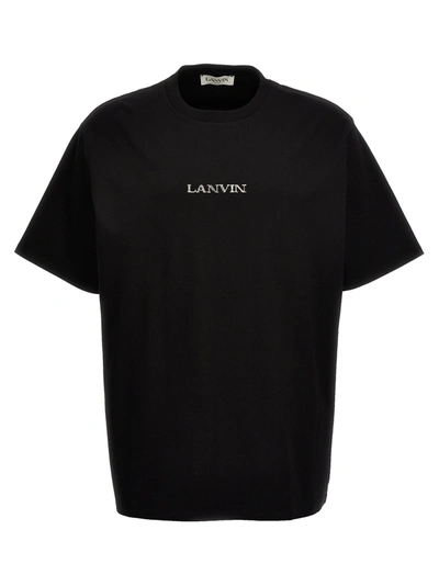 Shop Lanvin Logo Embroidery T-shirt Black