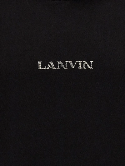Shop Lanvin Logo Embroidery Hoodie Sweatshirt Black