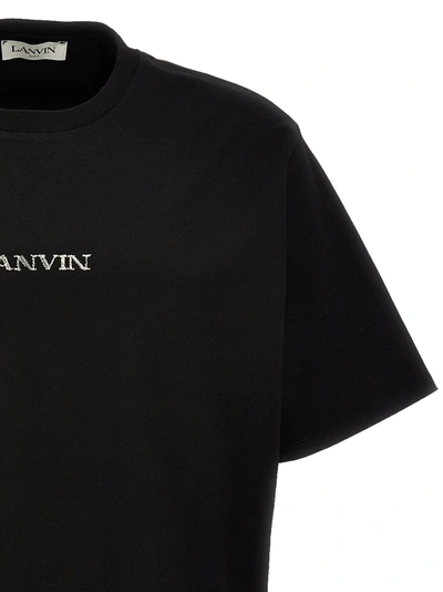 Shop Lanvin Logo Embroidery T-shirt Black