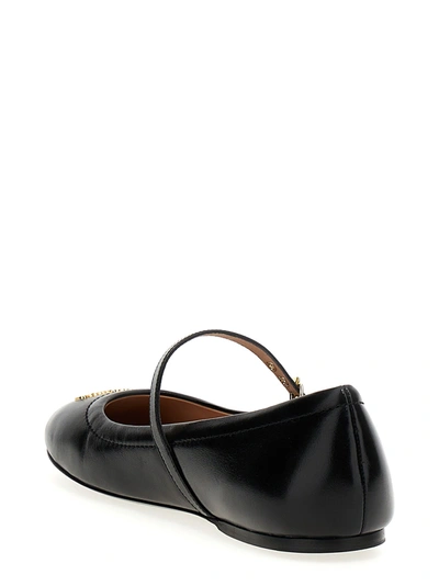 Shop Moschino Logo Leather Ballet Flats Flat Shoes Black