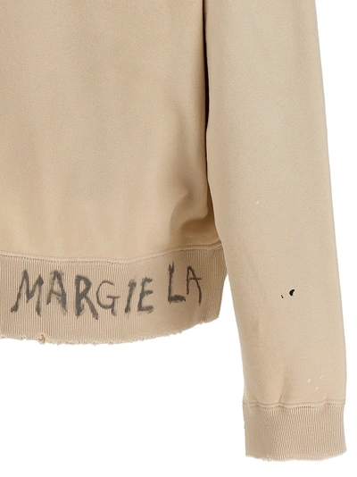 Shop Maison Margiela Logo Sweatshirt Beige