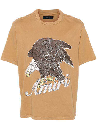 Shop Amiri Brown Eagle Print Cotton T-shirt