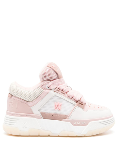Shop Amiri Pink Ma-1 Panelled Mid Top Sneakers