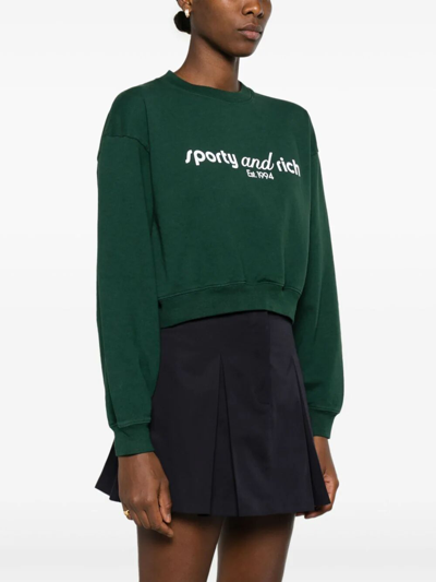 Shop Sporty &amp; Rich Tank Cropped Crewneck In Green