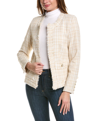 Shop Nanette Lepore Nanette  Plaid Tweed Jacket In Beige