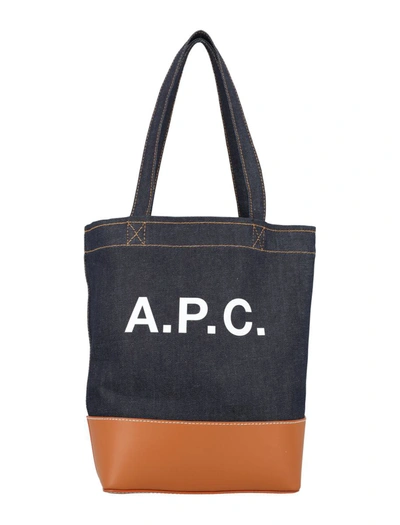 Shop Apc A.p.c. Axelle Small Tote Bag In Caramel Navy