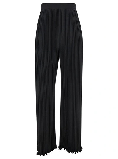 Shop Lanvin Black Pleated Pants With Invisible Zip In Crêpe De Chine Woman