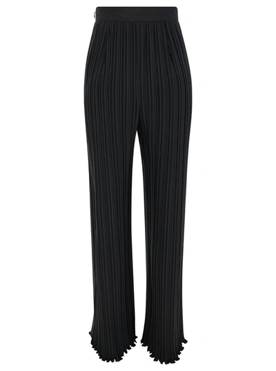 Shop Lanvin Black Pleated Pants With Invisible Zip In Crêpe De Chine Woman