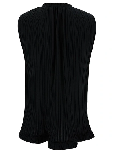 Shop Lanvin Black Sleeveless Pleated Blouse In Crêpe De Chine Woman
