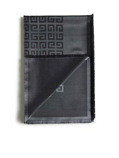 Shop Givenchy Silk Scarfs In Dk Grey/grey