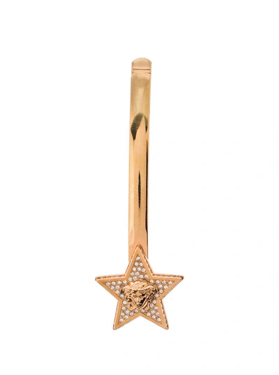 Shop Versace Gold-tone Star Embellished Hair Pin With Strass In Brass Woman In Grey