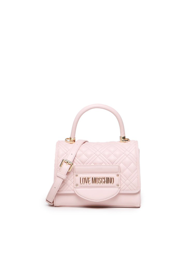 Shop Love Moschino Logo Lettering Quilted Top Handle Bag In Pink
