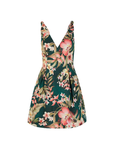 Shop Zimmermann Lexi Tie Floral Printed Mini Dress In Multi