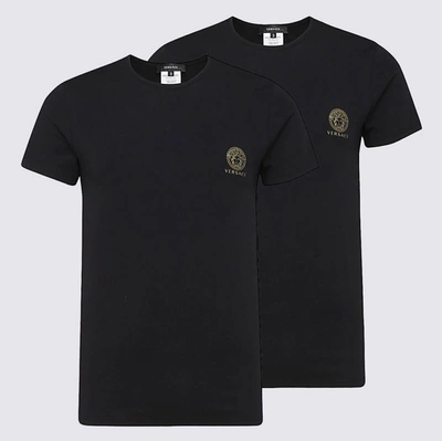 Shop Versace Black Cotton Blend T-shirt Set