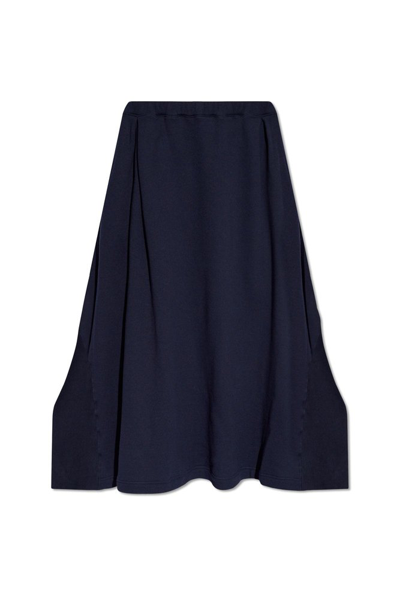 Shop Yohji Yamamoto Asymmetrical Skirt In Navy