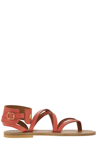 Shop Longchamp X K.jacques Cross Strap Sandals In Red