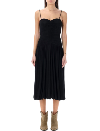 Shop Isabel Marant Elizabeth Sleeveless Midi Dress In Black