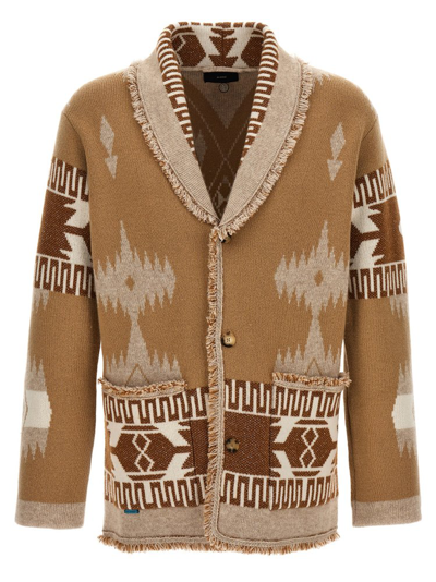 Shop Alanui Patterned Jacquard Knitted Cardigan In Multi