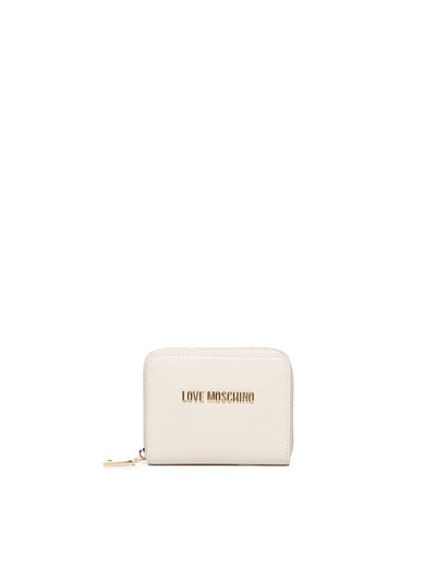 Shop Love Moschino Logo Lettering Zip Around Wallet In White