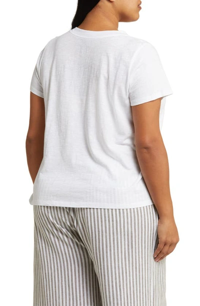Shop Eileen Fisher V-neck Organic Cotton T-shirt In White