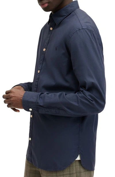 Shop Allsaints Hawthorne Slim Fit Button-up Shirt In Admiral Blue